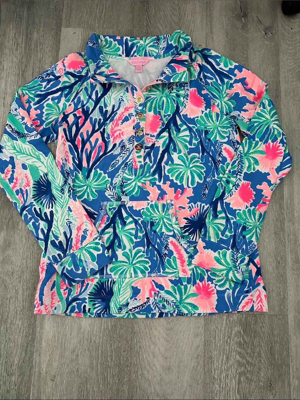 Lilly Pulitzer Captain Popover Tropical Floral Pullover size medium